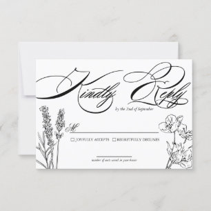 Carte de réponse de mariage élégante aux fleurs sa