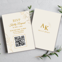 Carte de réponse de mariage élégante avec code QR