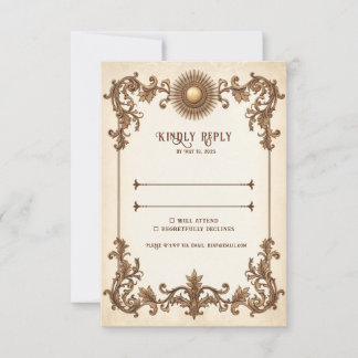 Carte de réponse de mariage élégante avec RSVP vin