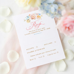 Carte de réponse de mariage élégante et fantaisist