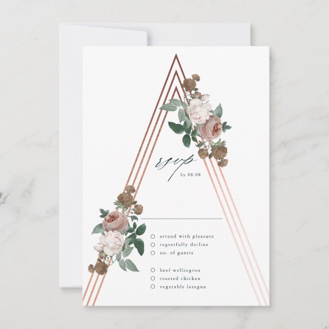 Carte de réponse de mariage élégante moderne flora (Devant)