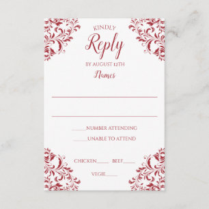 Carte de réponse de mariage élégante   Nadine (rou
