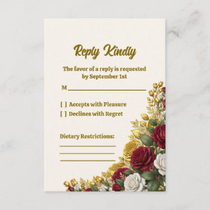 Carte de réponse de mariage élégante New York Rose