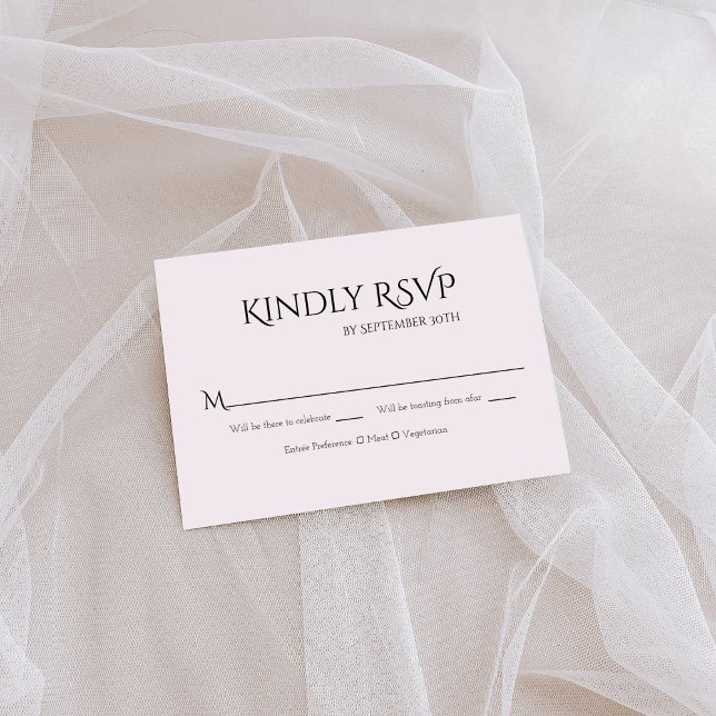 Carte de réponse de mariage élégante noir blanc (Créateur téléchargé)