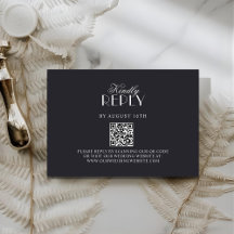 Carte de réponse de mariage élégante QR Code noir 