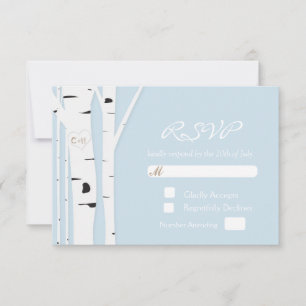 Carte de réponse de mariage en bleu glacé avec cœu