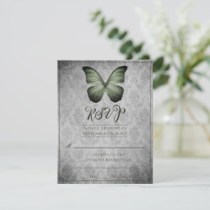 Carte de réponse de mariage en damas papillon vint