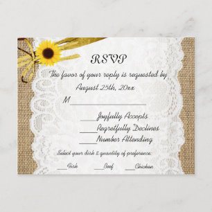 Carte de réponse de mariage en dentelle de tournes