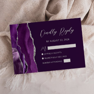 Carte de réponse de mariage en écriture argentée s