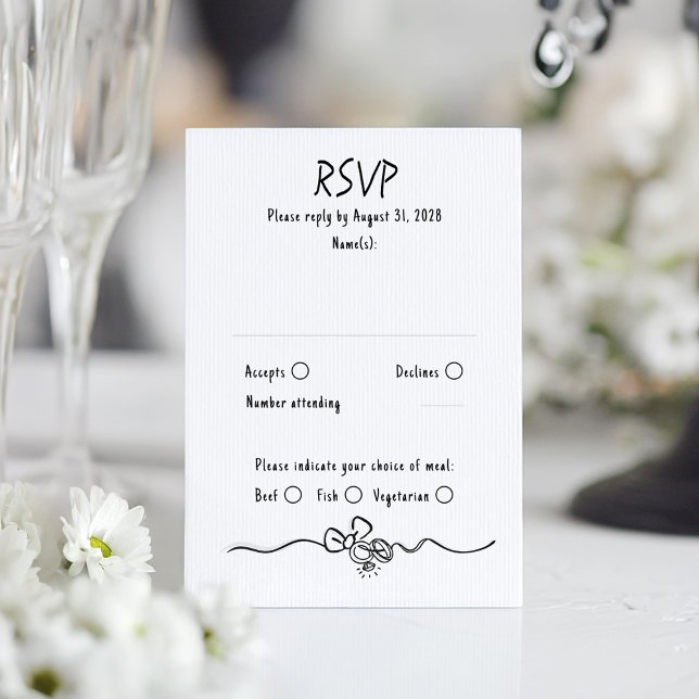Carte de réponse de mariage fantaisiste dessinée à (Whimsical Funky Wedding RSVP Card )