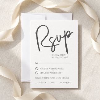 Carte de réponse de mariage fantaisiste sans préte