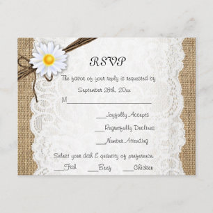 Carte de réponse de mariage Fleur de marguerite en