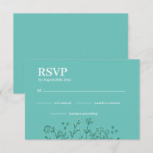 Carte de réponse de mariage Fleur sauvage Vert cla