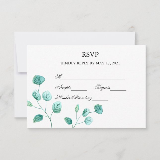 Carte de réponse de mariage Fleurs aquarelles de B (Devant)
