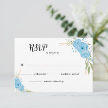 Carte de réponse de mariage Fleurs bleues florales