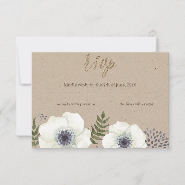 Carte de réponse de mariage Fleurs de soirée d'été (Devant)