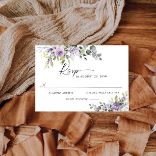 Carte de réponse de mariage Fleurs violettes roman