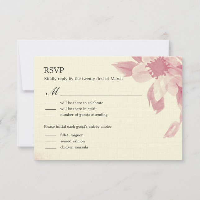 Carte de réponse de mariage floral à l'aquarelle (Devant)