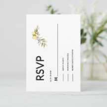 Carte de réponse de mariage floral au citron