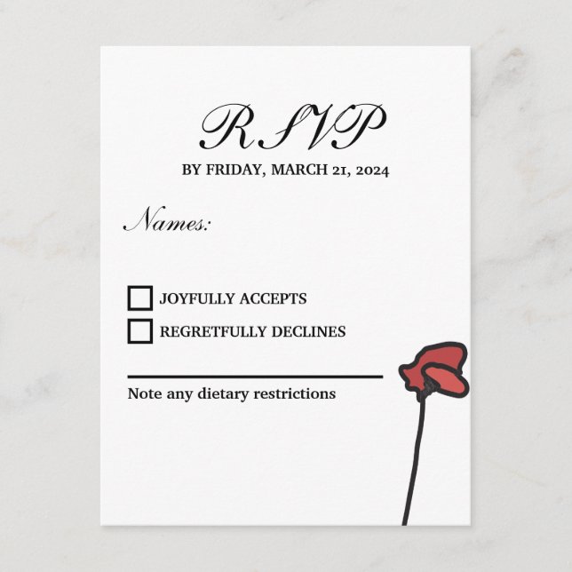Carte de réponse de mariage floral aux coquelicots (Devant)