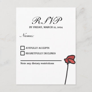 Carte de réponse de mariage floral aux coquelicots