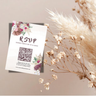 Carte de réponse de mariage floral avec herbe de P