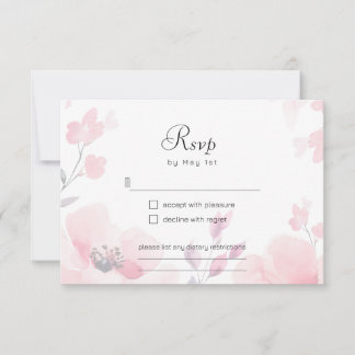 Carte de réponse de mariage floral d'anémone rose