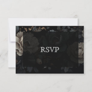 Carte de réponse de mariage floral gothique romant