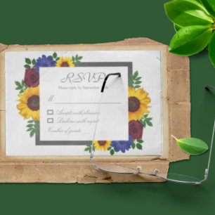 Carte de réponse de mariage floral Rose Tournesol