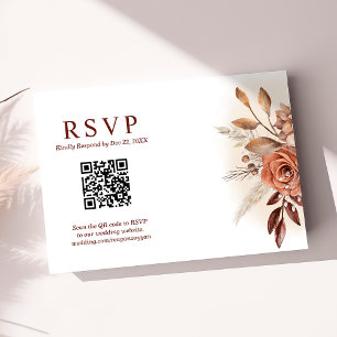 Carte de réponse de mariage floral Terra QR Code H