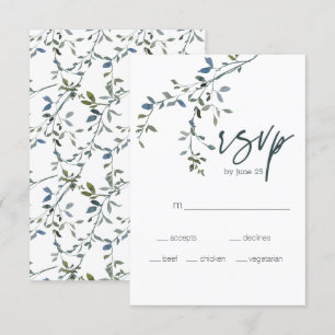 Carte de réponse de mariage floral vert argenté sa