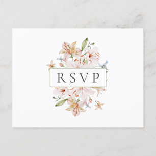 Carte de réponse de mariage florale à l'aquarelle