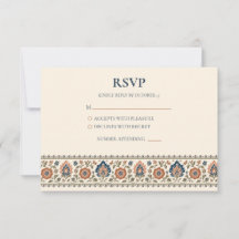 Carte de réponse de mariage florale à motif terrac