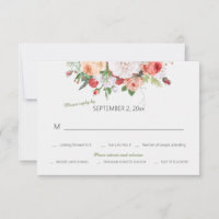 Carte de réponse de mariage florale de jardin vint