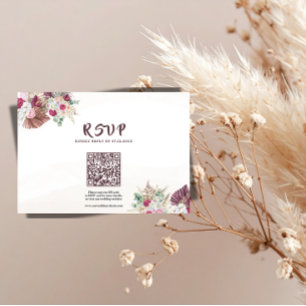 Carte de réponse de mariage florale en herbe de Pa