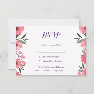 Carte de réponse de mariage florale Lavande Blush