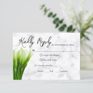 Carte de réponse de mariage florale Lily d'Arum bl