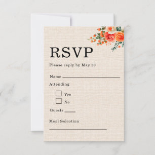 Carte de réponse de mariage florale minimale en li