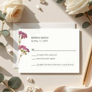 Carte de réponse de mariage florale Petunia Violet