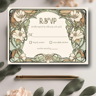 Carte de réponse de mariage florale réaliste Art N