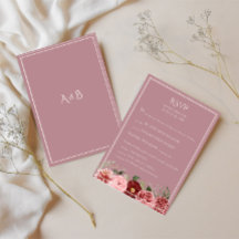 Carte de réponse de mariage florale rose poussiére