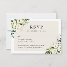 Carte de réponse de mariage florale verdoyante bla