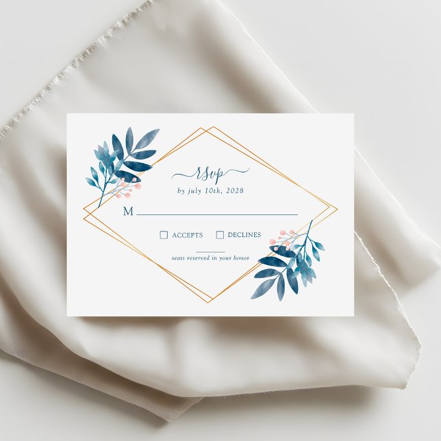 Carte de réponse de mariage Geometric Dusty Blue G (Créateur téléchargé)
