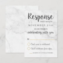 Carte de réponse de mariage géométrique élégante e
