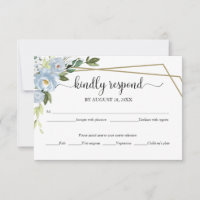 Carte de réponse de mariage géométrique floral ble