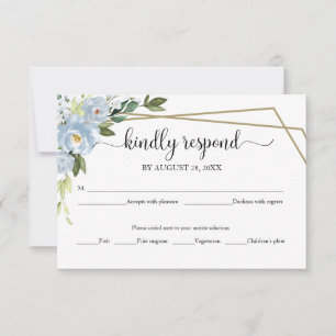 Carte de réponse de mariage géométrique floral ble