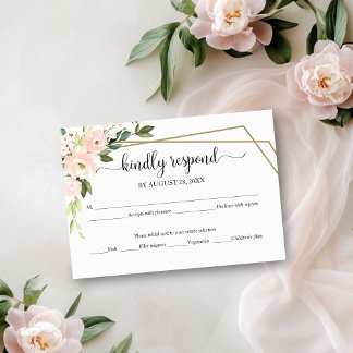 Carte de réponse de mariage géométrique floral ros