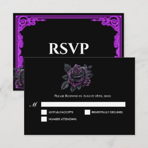 Carte de réponse de mariage gothique à lueur viole