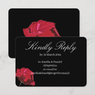 Carte de réponse de mariage gothique rose rouge su