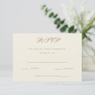 Carte de réponse de mariage Ivoire Héritage & Or A